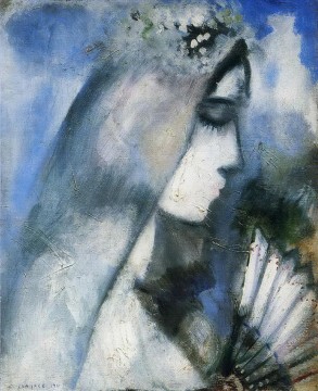  mariée - Mariée avec un ventilateur contemporain Marc Chagall